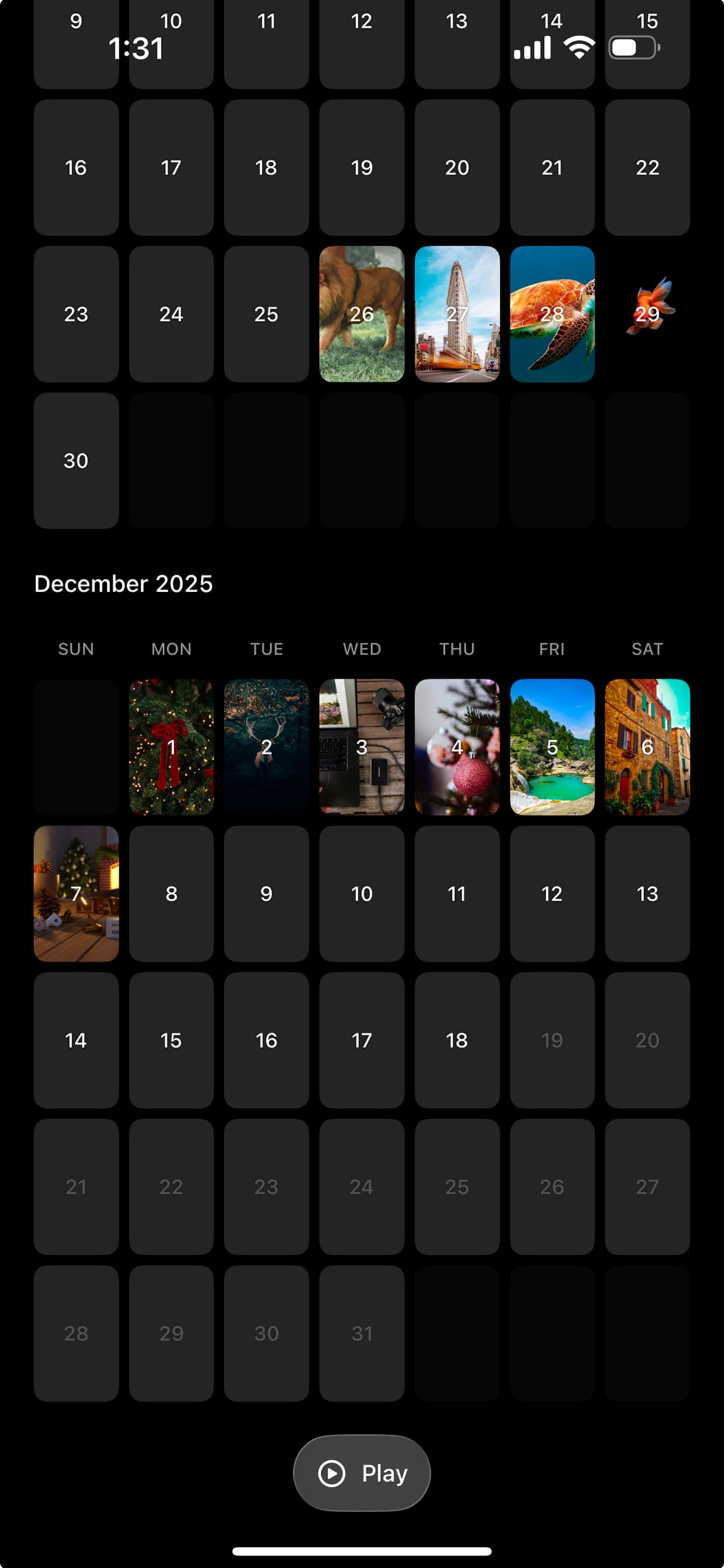 Dailyclip screenshot — Calendar view